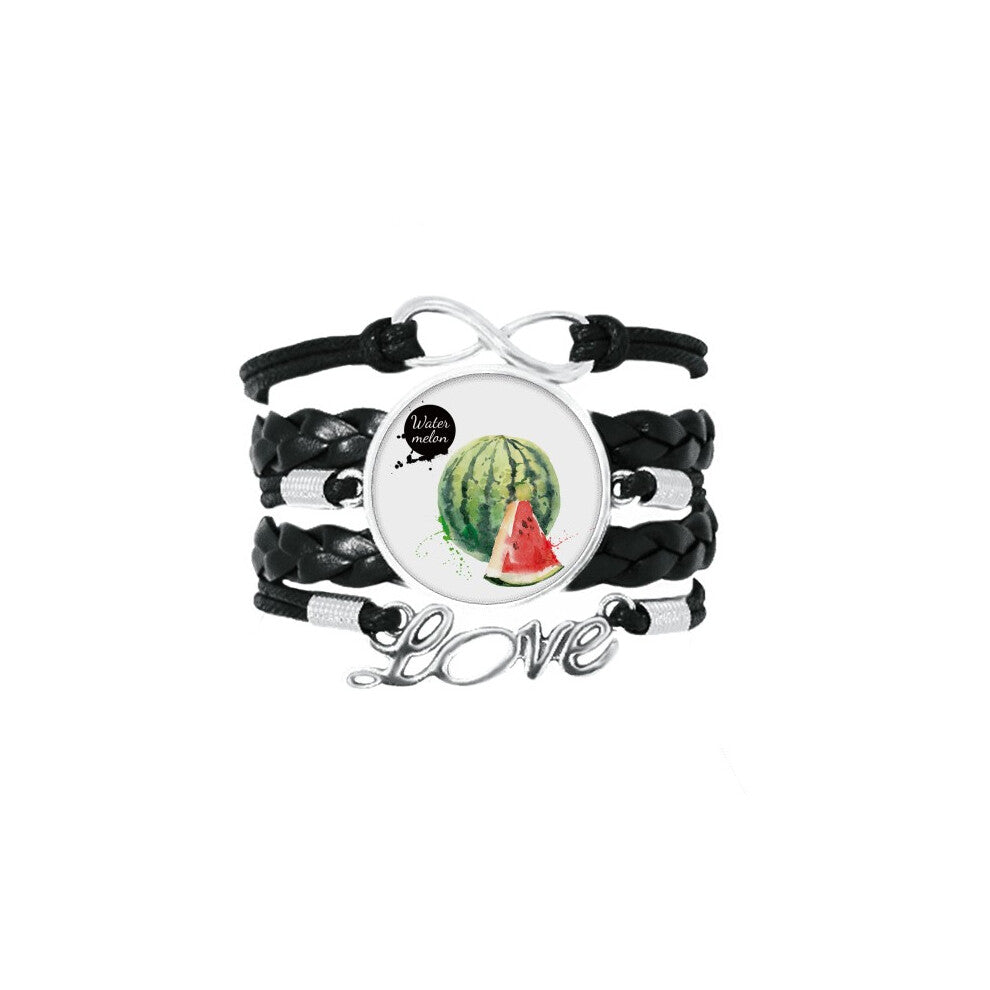 watermelon fruit tasty healthy watercolor bracelet love accessory twisted leather knitting  wristband