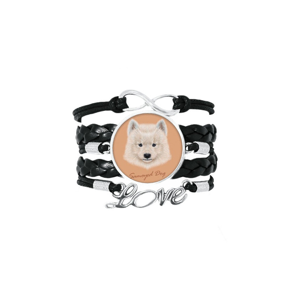 white samoyed dog pet animal bracelet love accessory twisted leather knitting  wristband