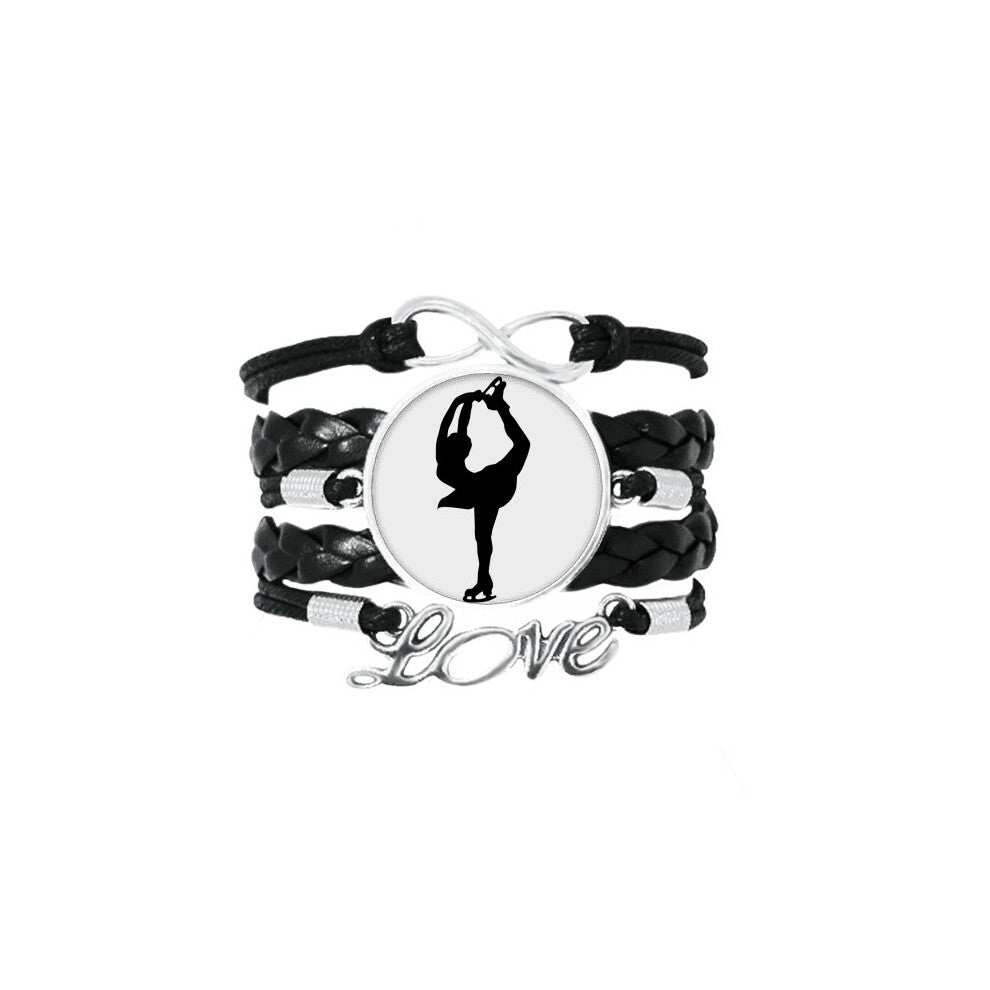 winter sport female skating outline bracelet love accessory twisted leather knitting  wristband