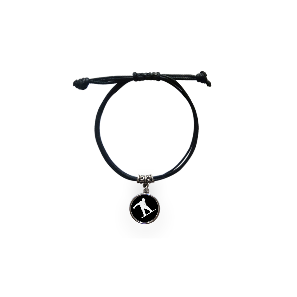 jumping skateboarding sport black outline bracelet leather  wristband black jewelry