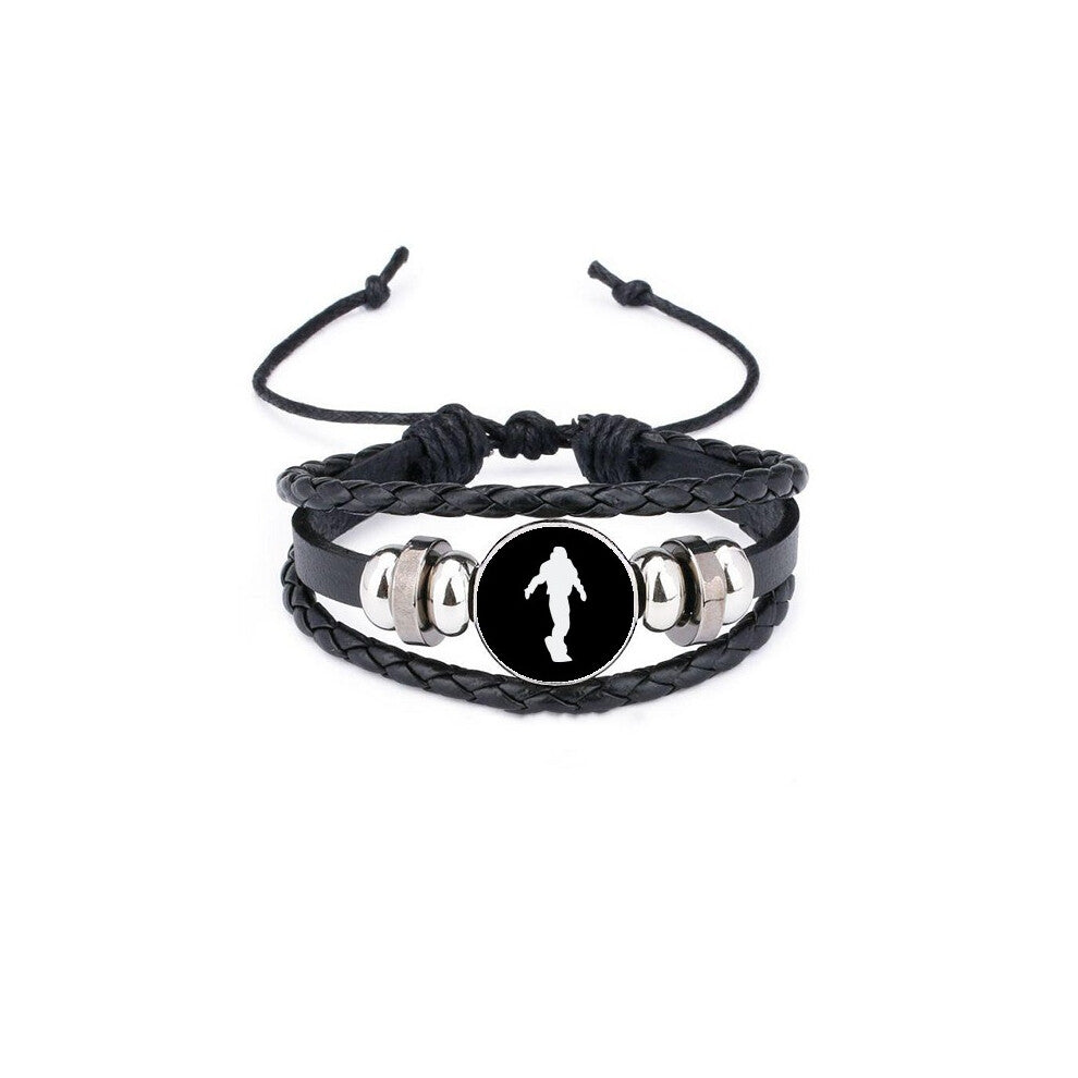 sport skateboarding black outline bracelet braided leather woven  wristband