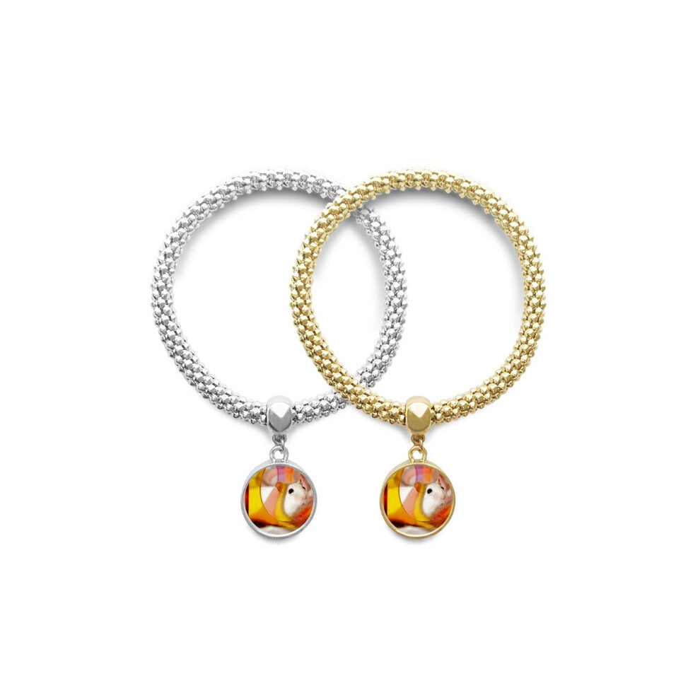 White Rat Animal Pet Game Toys Lover Bracelet Bangle Pendant Jewelry Couple Chain