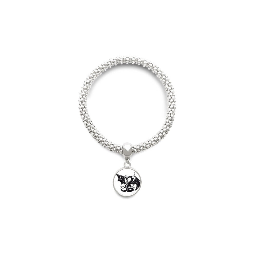 Dragon animaux Art Grain Outline Sliver Bracelet Pendant Jewelry Chain Adjustable Bangle
