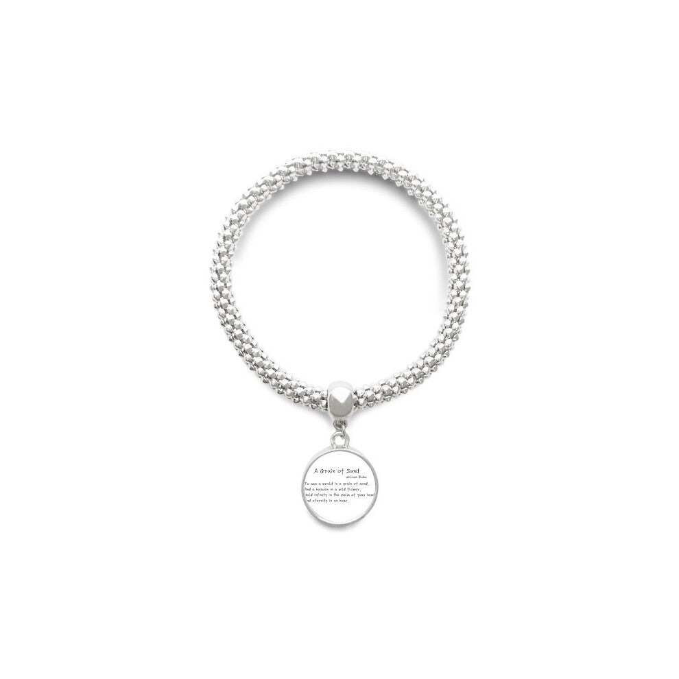 Famous Poetry Quote A Grain Of Sand Sliver Bracelet Pendant Jewelry Chain Adjustable Bangle