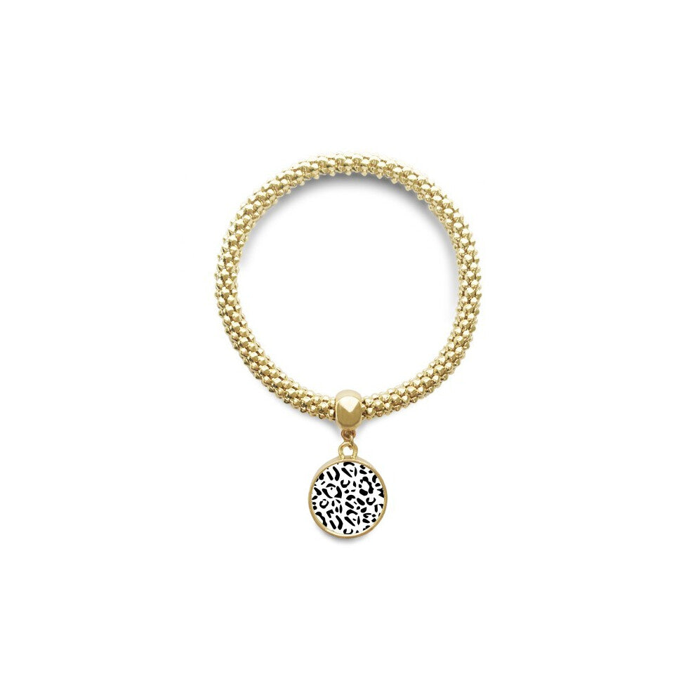 leopard animal art grain illustration pattern en bracelet round pendant jewelry chain