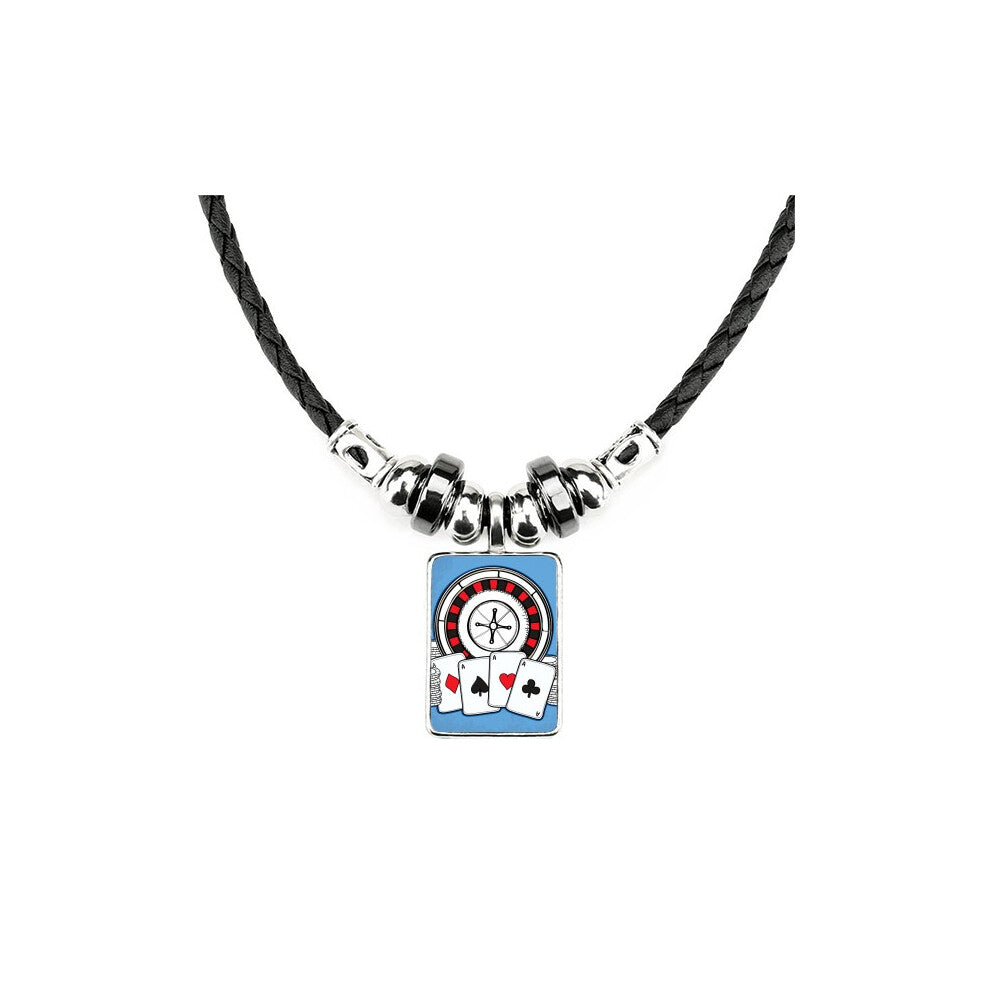 poker chips turntable illustration necklace jewelry torque leather  pendant