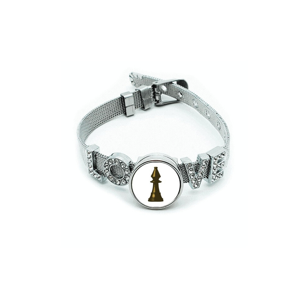 Bronze Chess Soldier Board Game Match Bracelet Wristband Crystal Love Adjustable Bangle