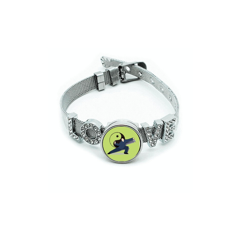 Chinese Kung Fu Tai Boxing Gossip Bracelet Wristband Crystal Love Adjustable Bangle