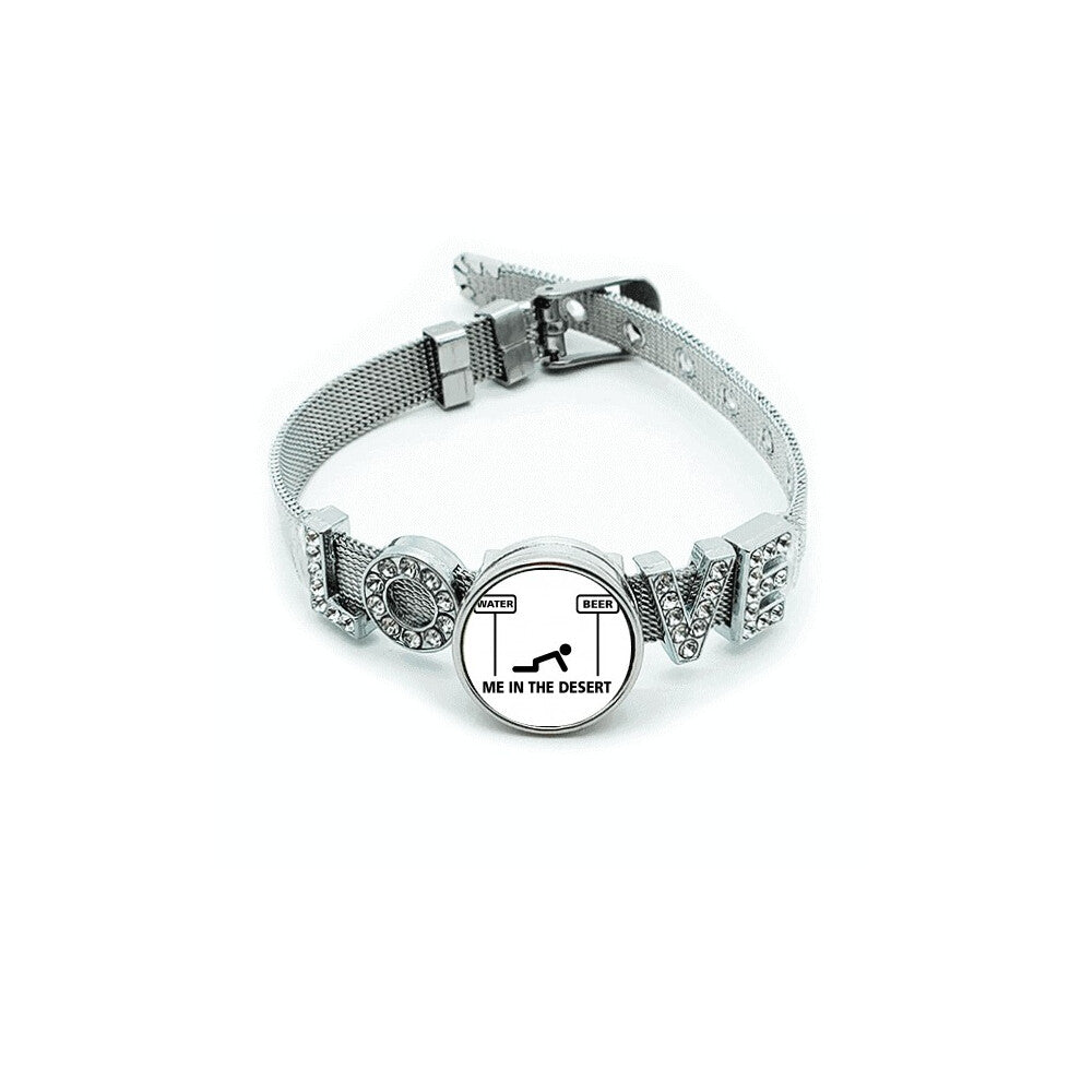 Desert Water Beer Kneeling Choice Bracelet Wristband Crystal Love Adjustable Bangle