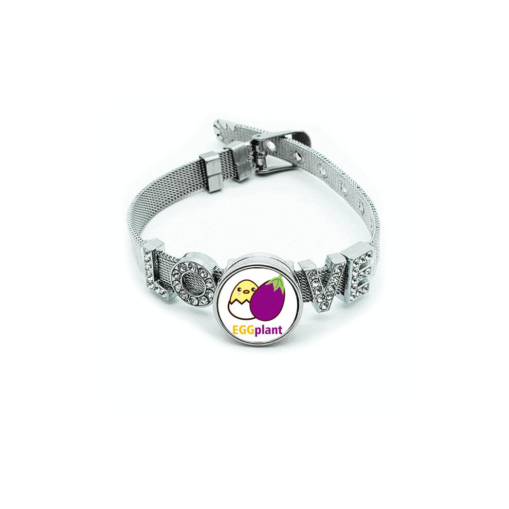 Egg Chicken Eggplant Silar Bracelet Wristband Crystal Love Adjustable Bangle