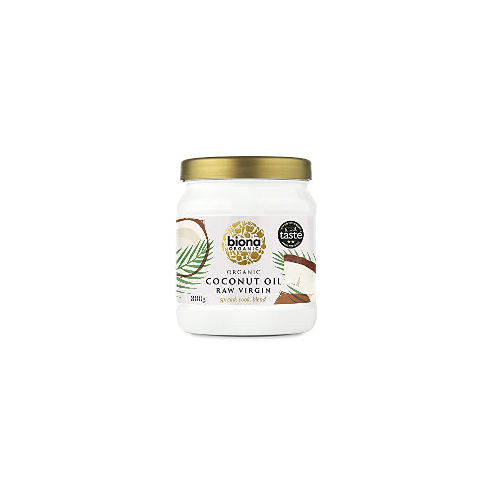 Biona Organic Raw Virgin Coconut Oil, 800g - Made from Certified Organic Cold Pressed Virgin Coconut Oil - For Spreads, Butter Alternatives & Cooking