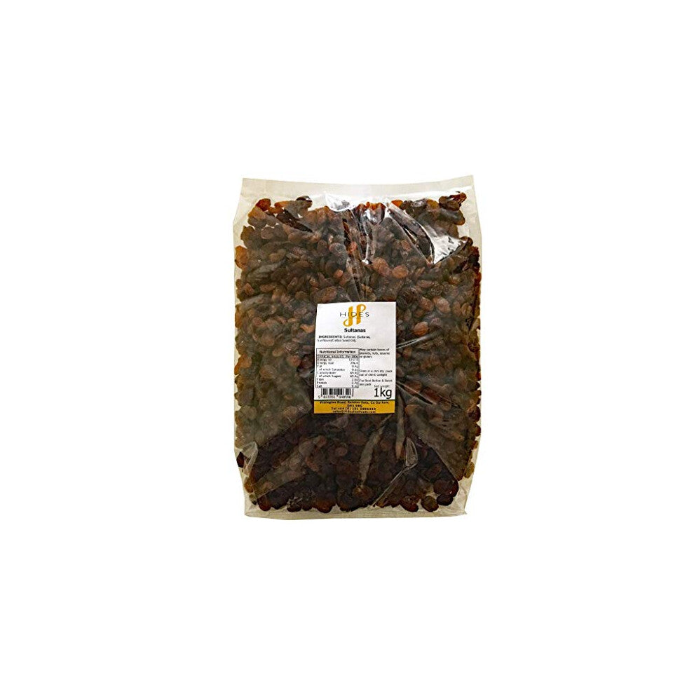 Hides Fine Foods - Sultanas 1kg - GMO Free - Suitable for Vegetarians - Baking - Desserts - Cakes - Cookies - Tart - Mince Pies - Breakfast - Granola