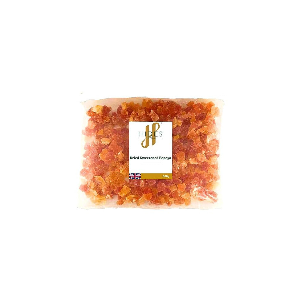 Hides Fine Foods - Dried Sweetened Papaya 500g - Suitable for Vegetarians - Baking - Granola - Breakfast - Snacking - Desserts- Good Source of Vitamin