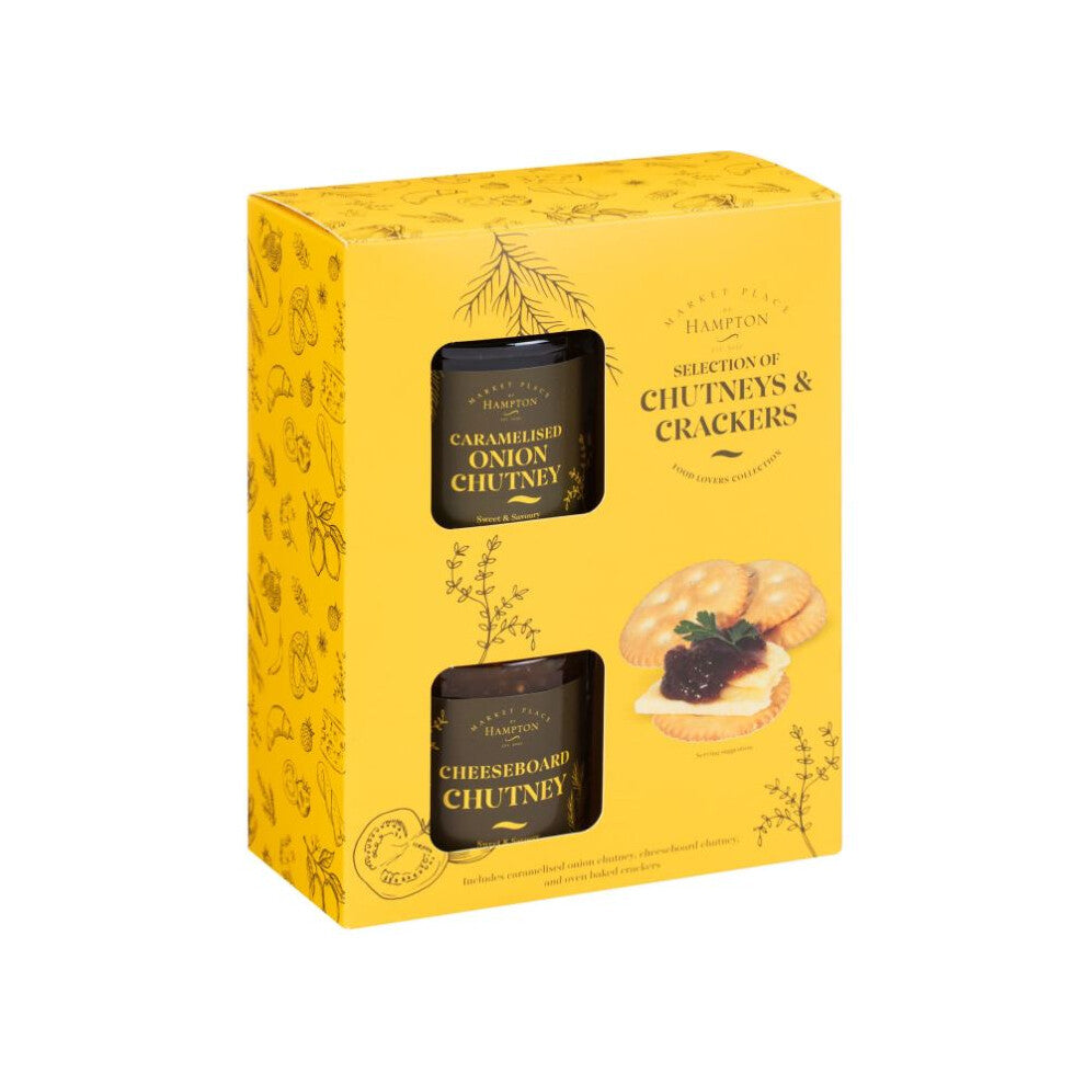 New Yummiest 2 Flavors of Market Place Chutney & Crackers Gift Set.