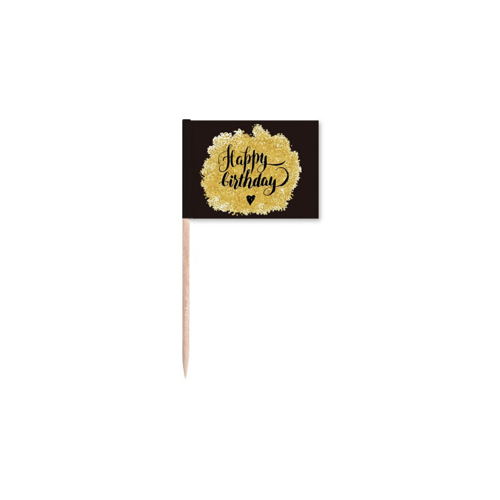 Birthday Pray Art Outline English Toothpick Flags Marker Topper Party Decoration