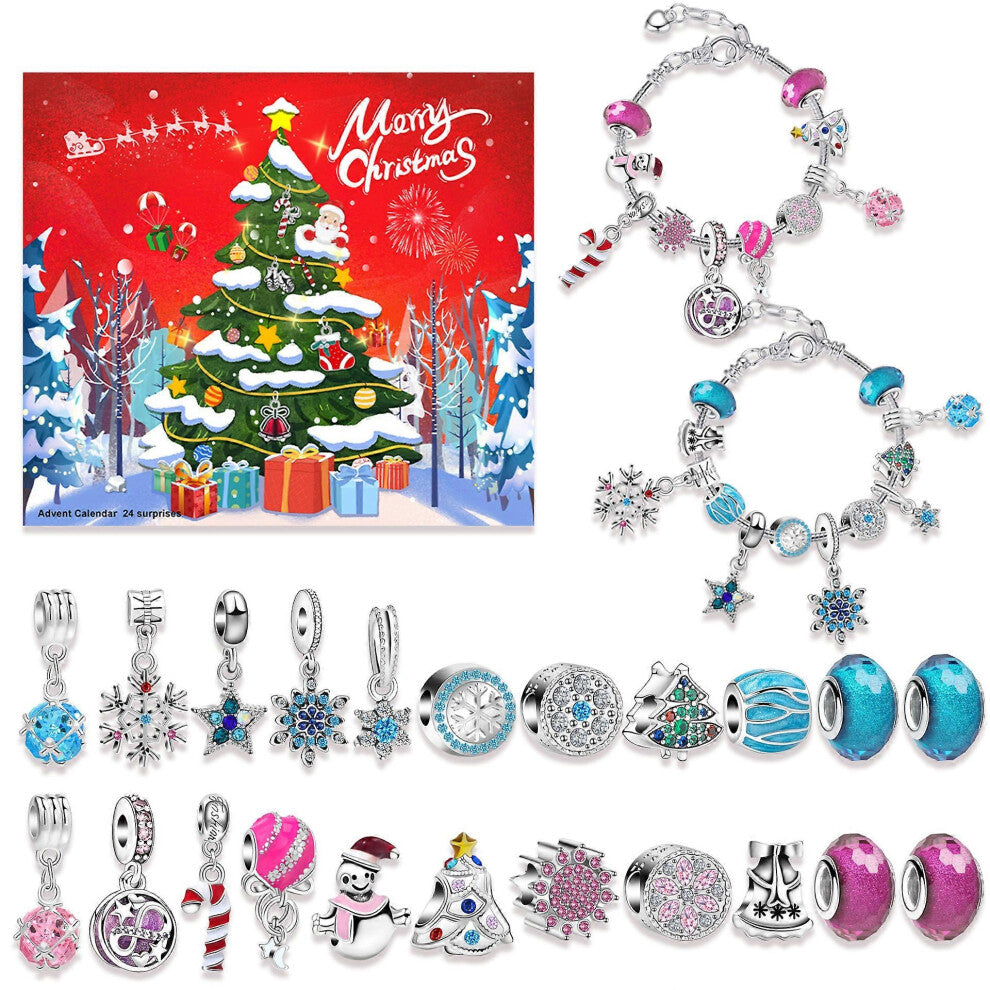 Light luxury micro inlaid Christmas bead bracelet blind box handmade DIY snowflake bell bracelet set gift box