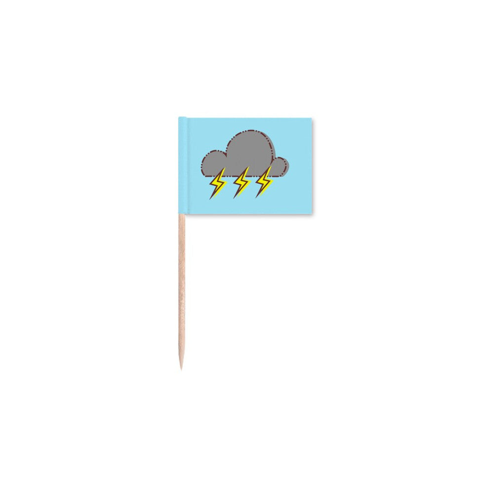 Dark Clouds Thunder Rain Toothpick Flags Marker Topper Party Decoration