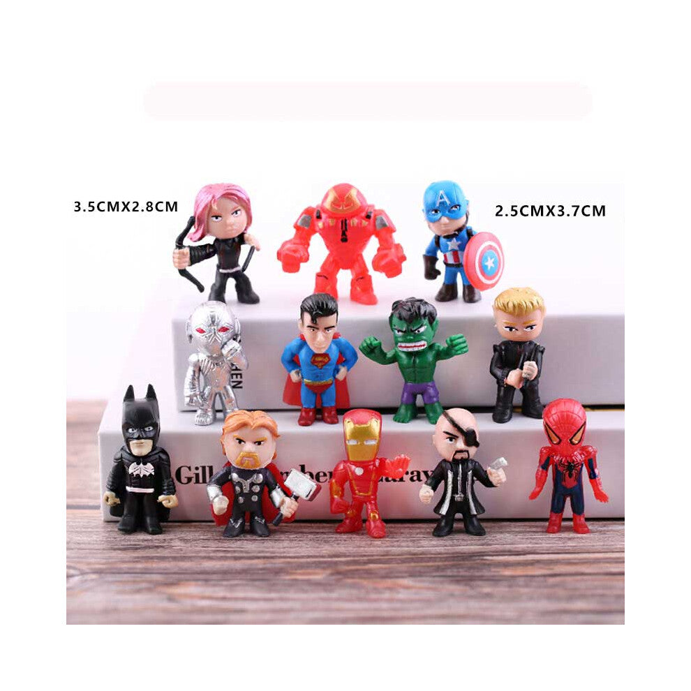 (12pcs set1) Mini Avengers Car Cake Baking Ornament Decoration Action Figures