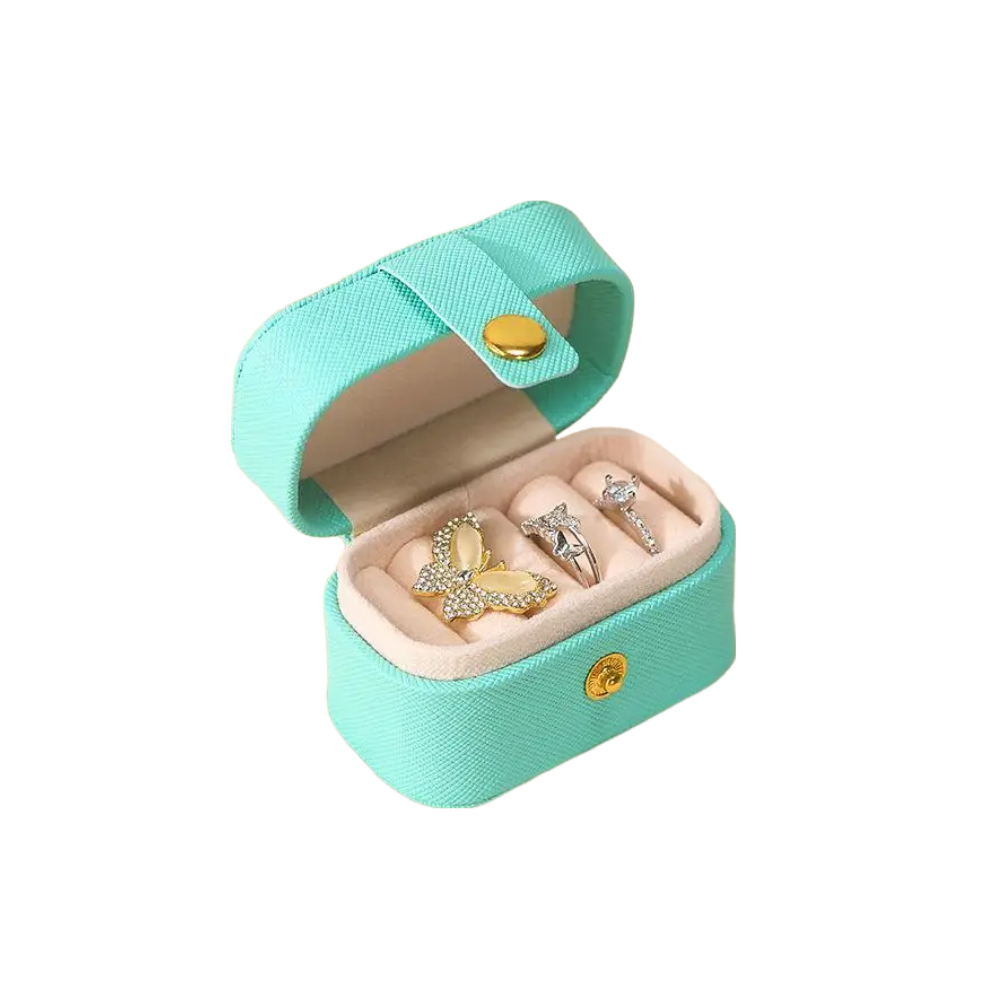 Veile Studios Jewelry Storage Mini Ring Box Portable Organizer Travel Gift Case Leather Holder Jewellery Holders & Organisers