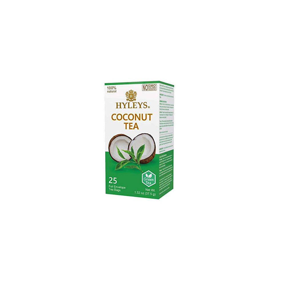 Hyleys Wellness Natural coconut With green Tea - 25 Tea Bags gmo Free  gluten Free  Dairy Free  Sugar Free  100 Natural