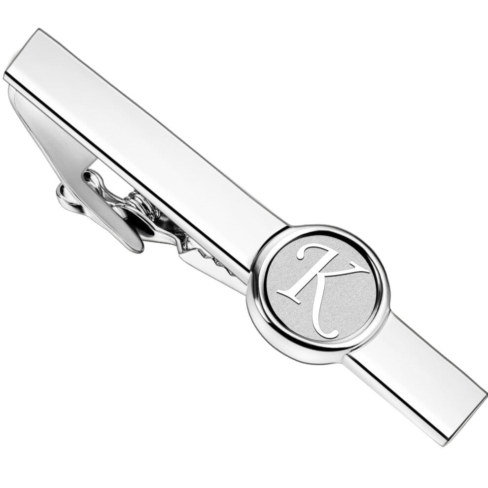 Mens Classic Cufflinks-Tie Clip-Cufflinks and Tie Clip Set for Men Silver Initials A-Z Formal Business Wedding Tuxedo Shirts