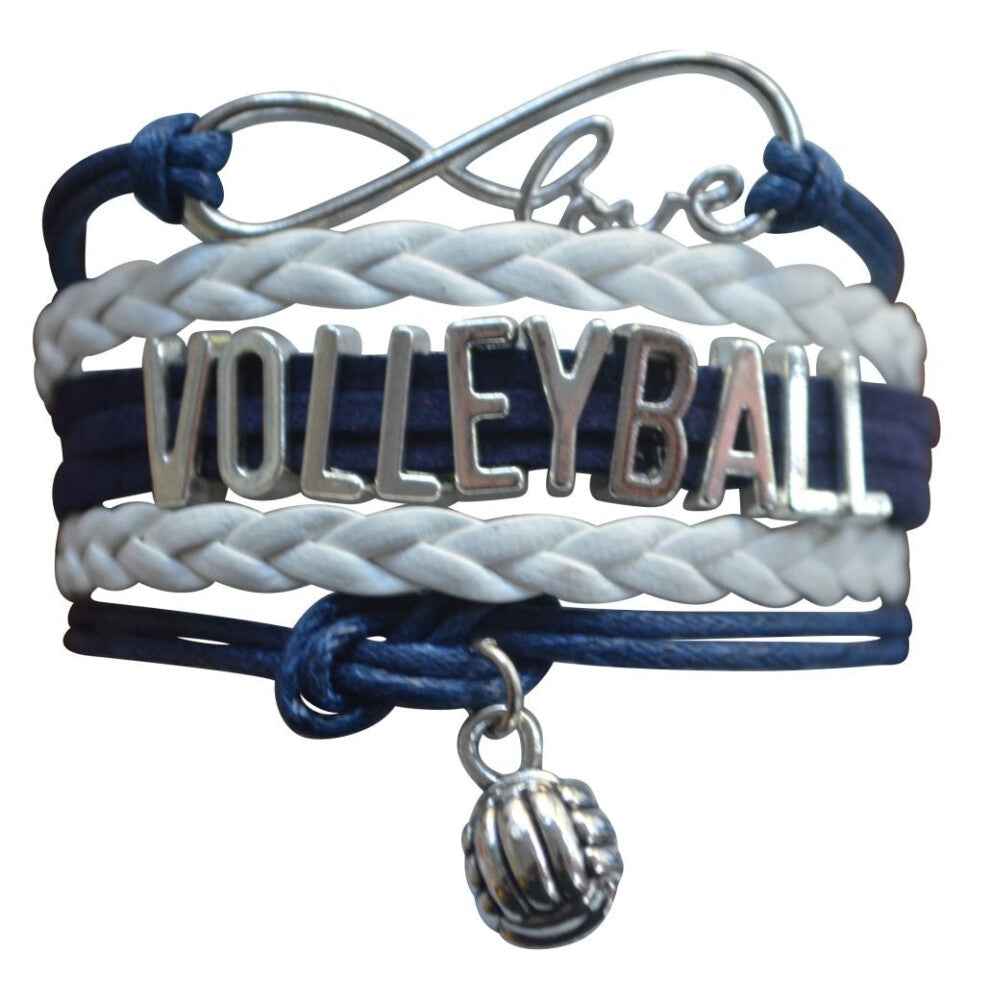 Infinity Collection Volleyball Bracelet- Girls Volleyball Jewelry (5 Colors) Perfect Volleyball Gifts for Players (Navy-White)