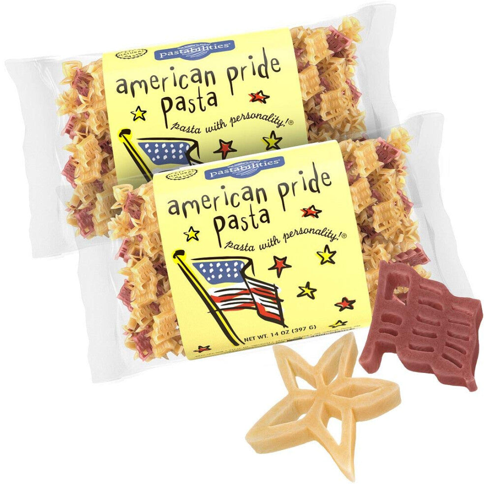 Pastabilities American Pride Pasta  Fun Shaped Flag  Star Noodles for Kids and Holidays  Non-gMO Natural Wheat Pasta 14 oz (2 Pack)
