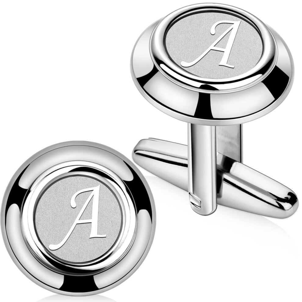Mens Cufflinks and Tie Clip Set for Men - Silver Initials Letter S Formal Business Wedding Tuxedo Shirts Tie (S(2Cufflink+Tie Clip))