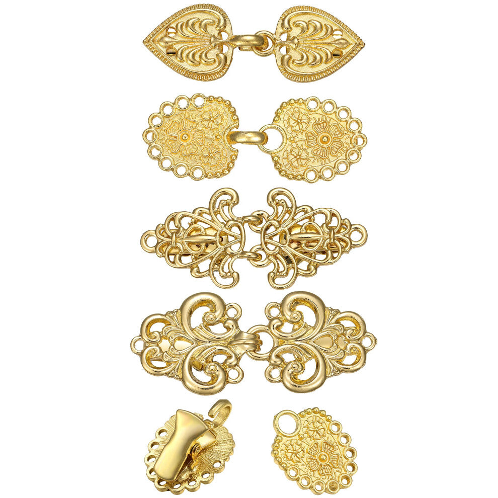 4 Pieces Vintage Sweater Swirl clip cape cloak clips Retro cardigan clip Shawl collar clasp Dress Shirt Brooch clip for girl Women gold