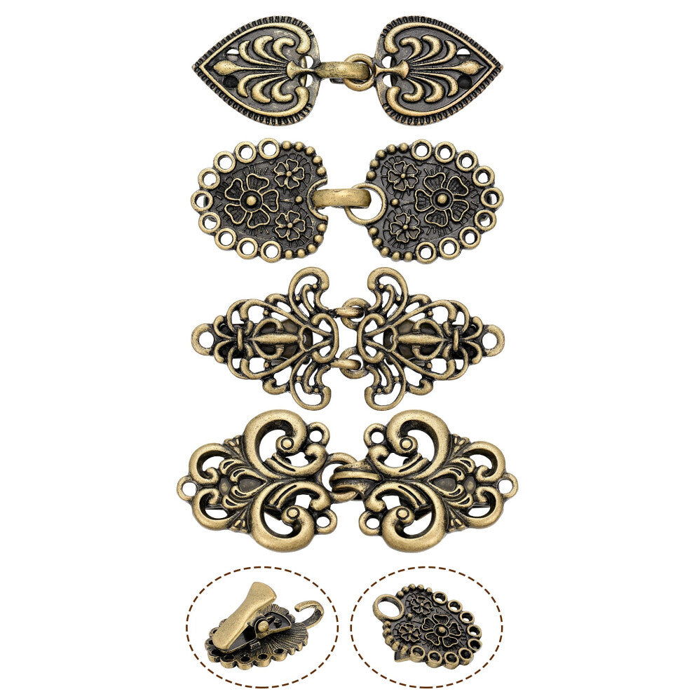 4 Pieces Vintage Sweater Swirl clip cape cloak clips Retro cardigan clip Shawl collar clasp Dress Shirt Brooch clip for girl Women Bronze