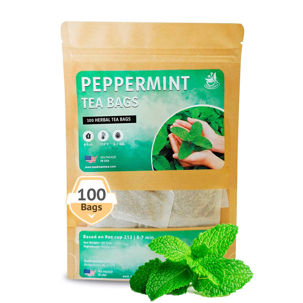 TeaDreamTea Peppermint Tea Bag - Mint Tea - Herbal Tea - Mint Tea Bags - Healthy Tea  Aromatic  caffeine Free Tea - Bulk Tea Bags (100 Teabags)