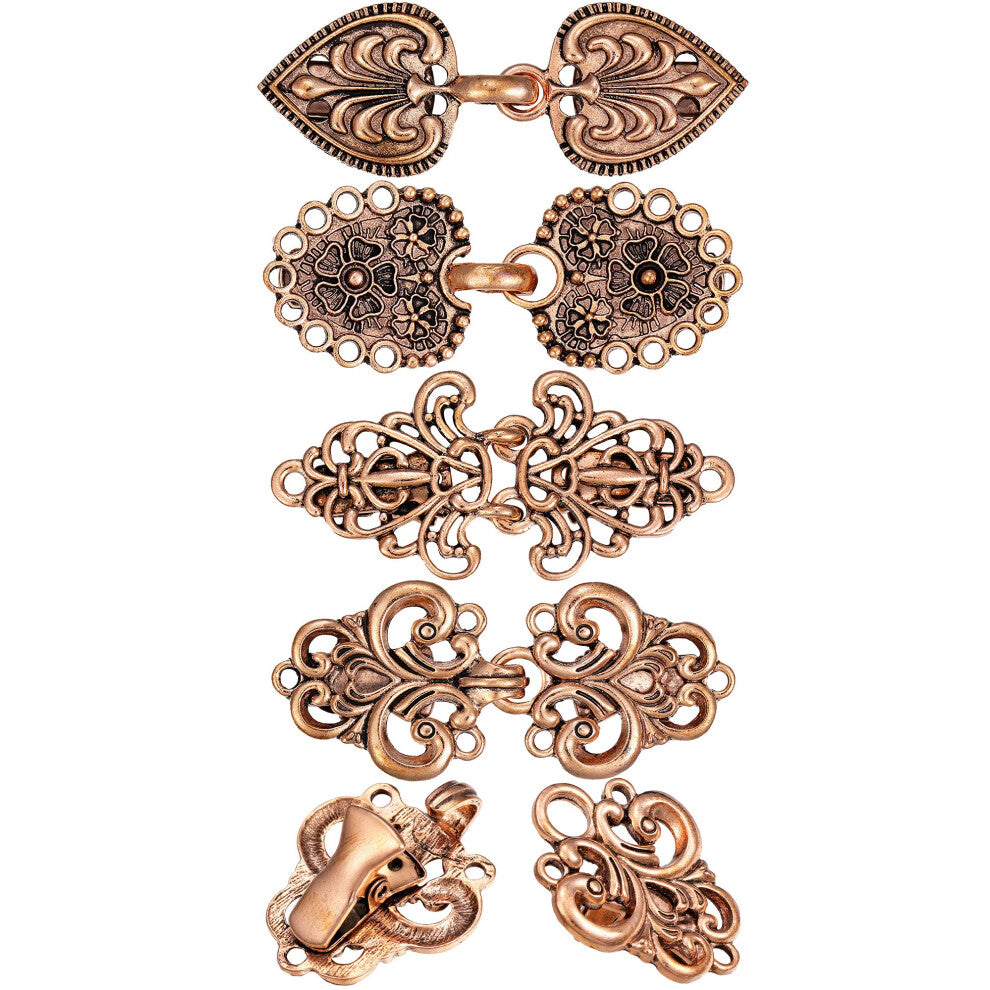 4 Pieces Vintage Sweater Swirl clip cape cloak clips Retro cardigan clip Shawl collar clasp Dress Shirt Brooch clip for girl Women Red Bronze