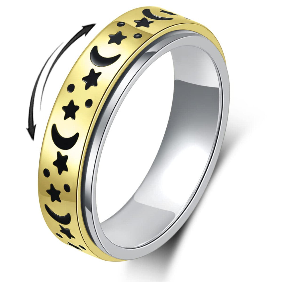 MHWTTY Anxiety Ring for Women Fidget Ring Spinner Rings for Anxiety Fidget Rings for Anxiety for Women Anxiety Toys Gift for Women Men Gold_B  8