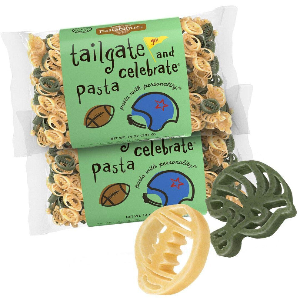 Pastabilities Tailgate Pasta  Fun Shaped Football  Helmet Noodles for Kids  14 oz 2 Pack Non-gMO Natural Wheat Pasta  Vegan certified  Kosher  Made in