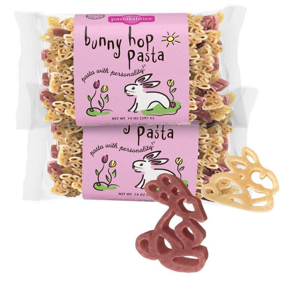 Pastabilities Bunny Hop Pasta  Fun Shaped Noodles for Kids and Easter  14 oz 2 Pack Non-gMO Natural Wheat Pasta  Kosher certified  Vegan Plant Based P