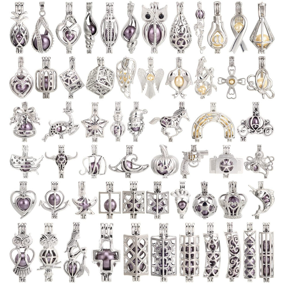 Mixed Pearl Cage Locket Pendants Set  Essential Oil Diffuser DIY Necklace Bracelet Jewelry Making Craft  Bulk Beads Aromatherapy Diffuser Charms Gifts
