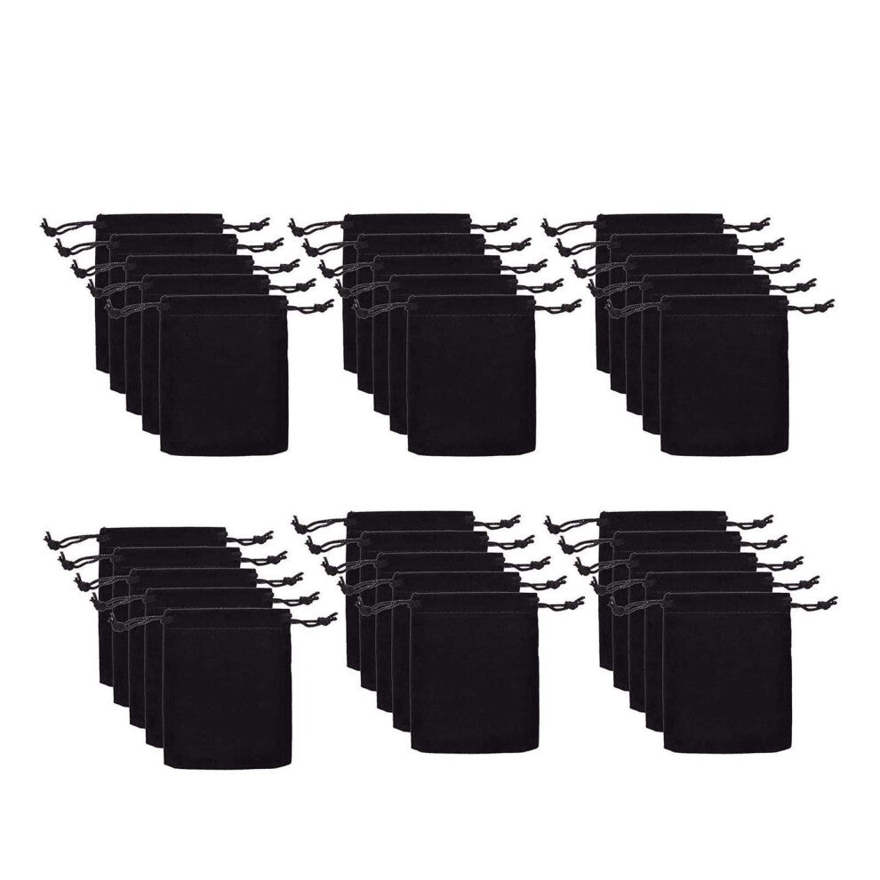 JIAKAI 30pcs Velvet Double Drawstring Cloth Bag.Jewelry Drawstring Pouches for Small Jewelry Bracelet-Headphones Bag-Beads-Spice-Gift Bags(Black)