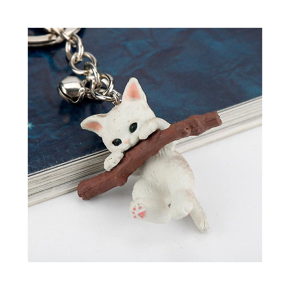Animal Cat Bite Branch Play Keychain Cute Litter Cat Pendant Key Rings Women Bag Hanging Key Decoration