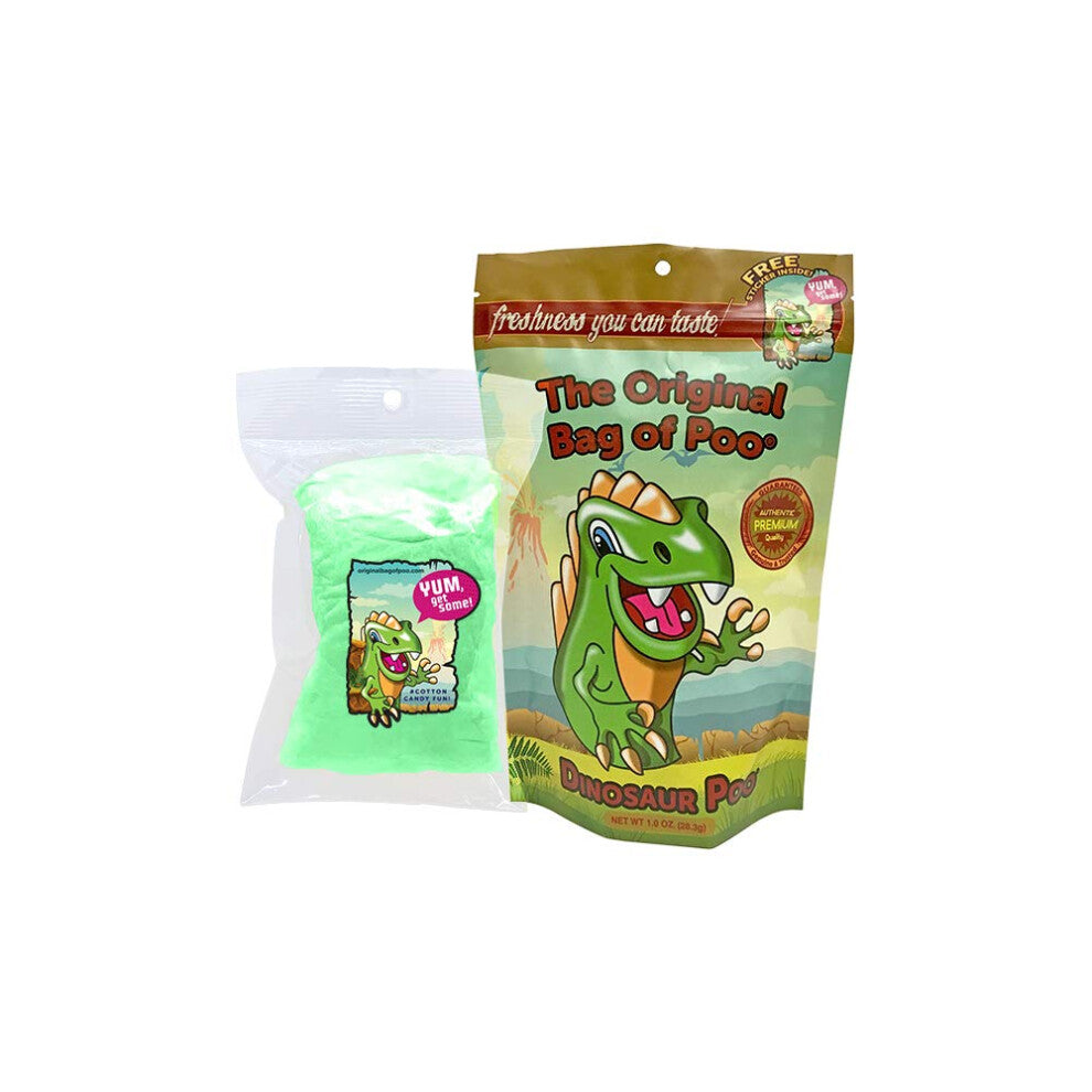 The Original Bag of Poo  Dinosaur Poop (Green Cotton Candy)  for Novelty Poop Gag Gifts