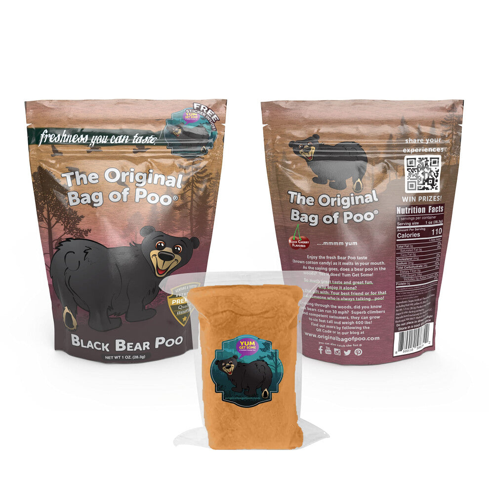 The Original Bag of Poo  Novelty Cotton Candy Gag Gift (Black Cherry Bear)
