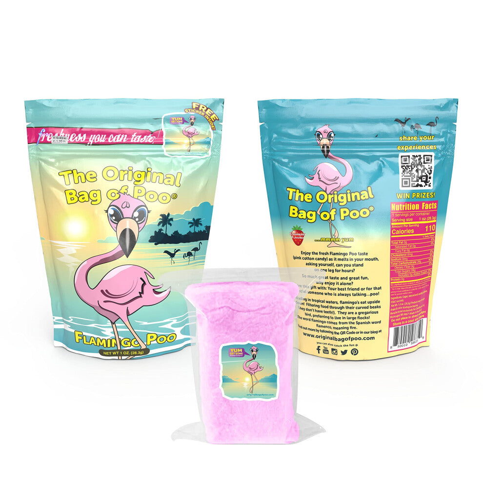 The Original Bag of Poo  Novelty Cotton Candy Gag Gift (Strawberry Flamingo)