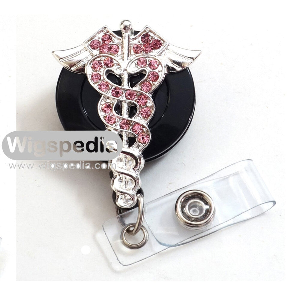 Sparkles! Sparkly Rhinestone Retractable Badge Reel-ID Badge Holder-Brooch-Pendant-Id Badge Holder (Nurse Clear Heart)