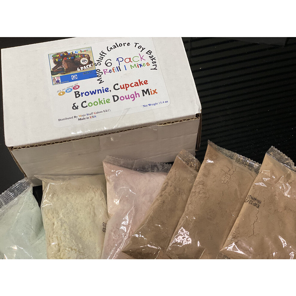 Mojo's Easy Bake Oven Mixes for Children Play | 6 Pack Refill Kit Cupcake Brownie and Cookie | 15.7 oz