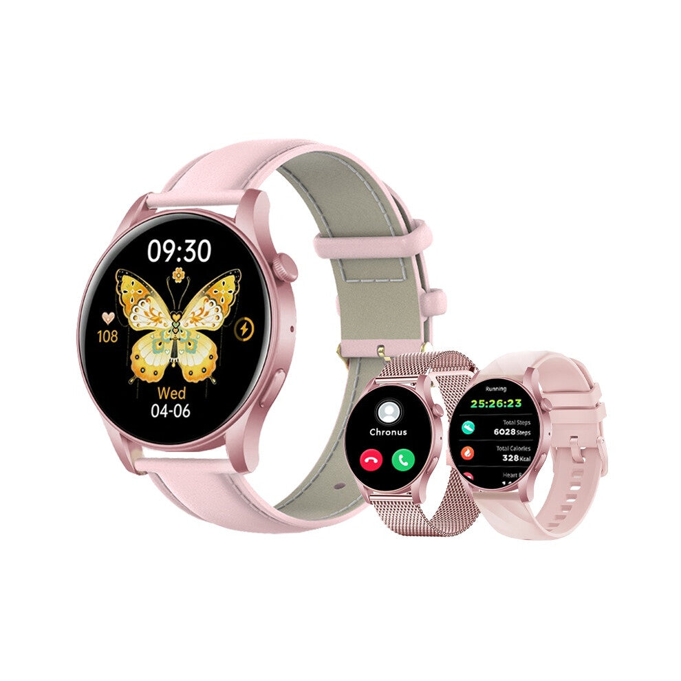 Chronus Smartwatch Fitness Watch: 1.43 Inch Touch Screen Smartwatch Call with Heart Rate Sleep Monitoring Fitness Tracker for Android iOS(Pink)