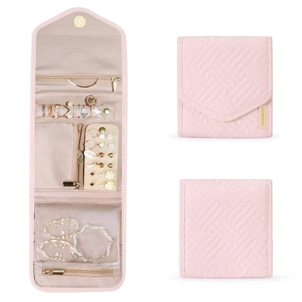 Veile Studios Jewelry Foldable Case Pink Xs Portable For Journey Earrings Rings Storage Bag Jewellery Holders & Organisers