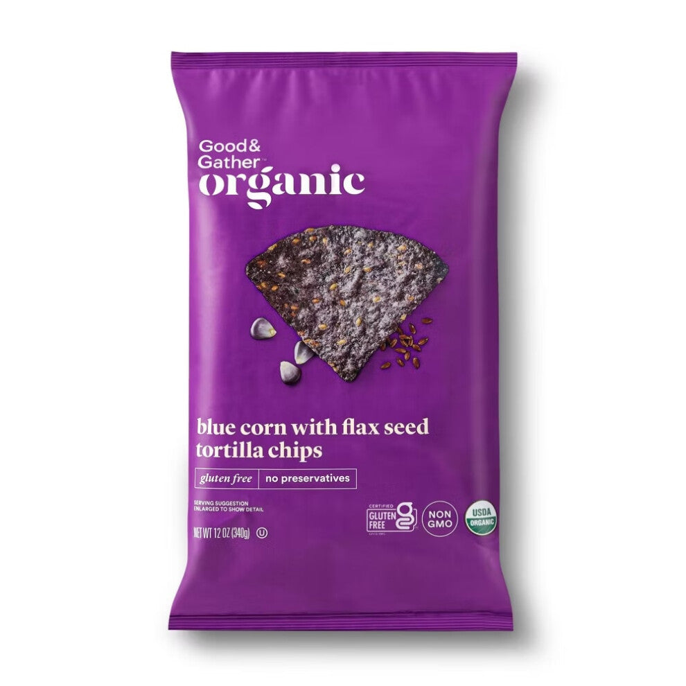 Good & Gather Organic Blue Corn Tortilla Chips with Flax Seeds 12oz
