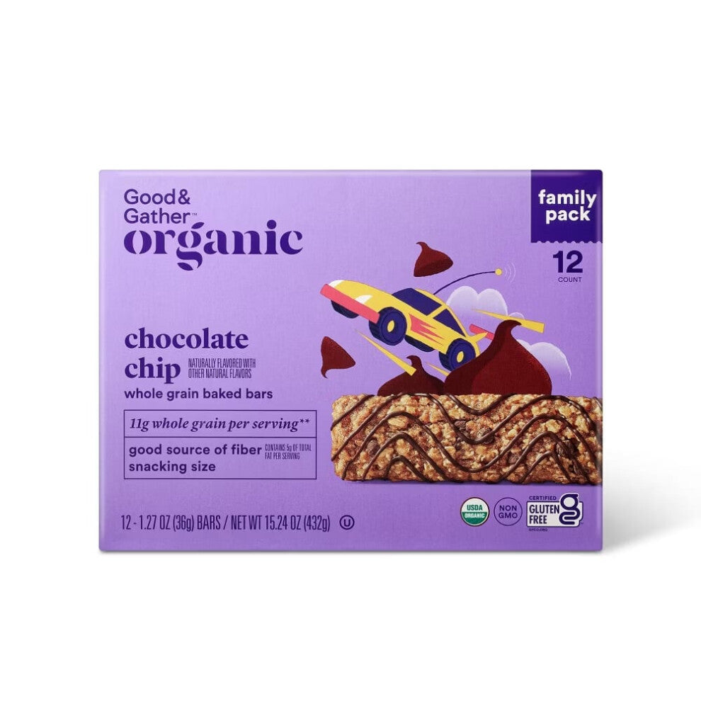 Good & Gather Organic Chocolate Chip Whole Grain Baked Bar15.24oz-12ct