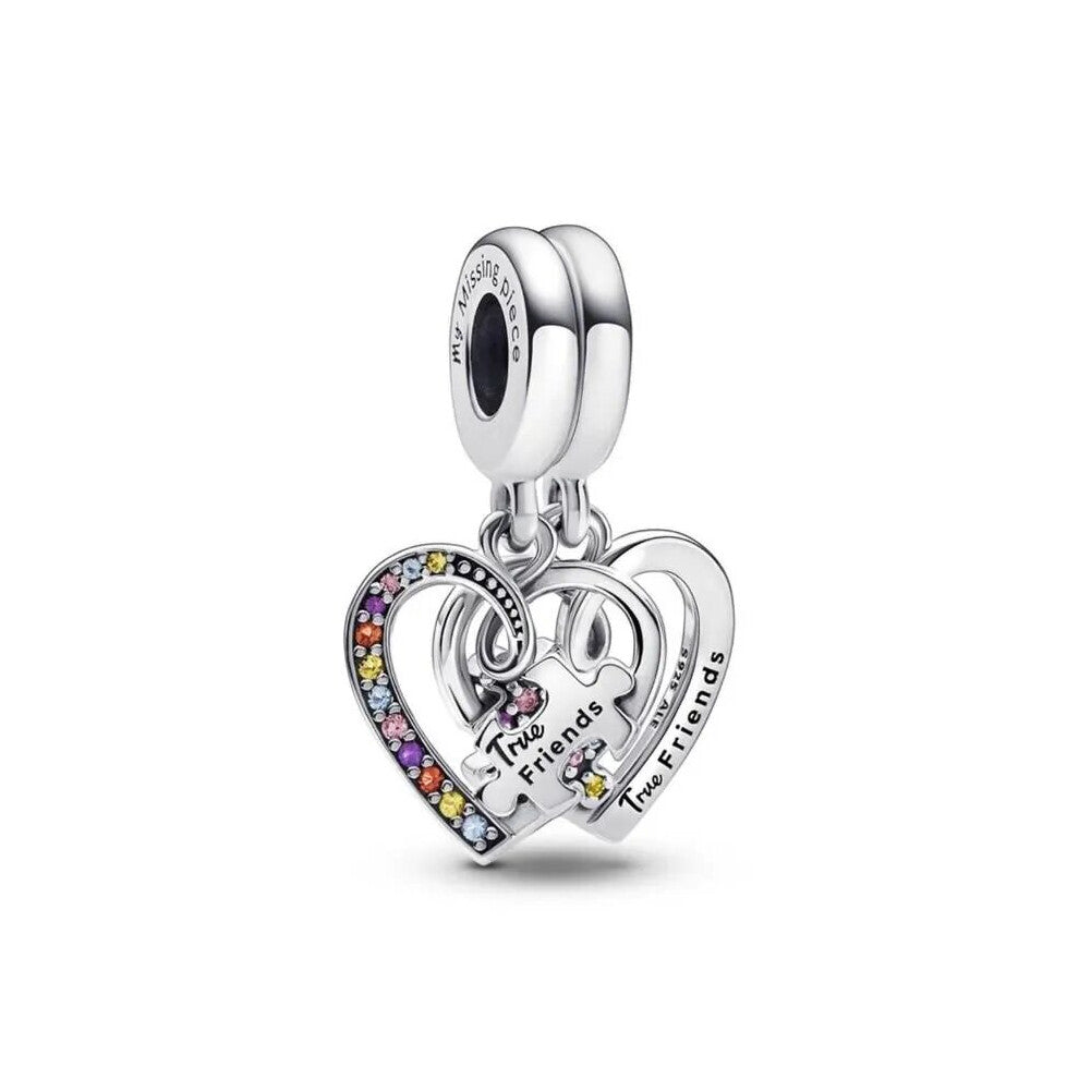 Puzzle  Hearts Splitable true friend Dangle charm for women bracelet