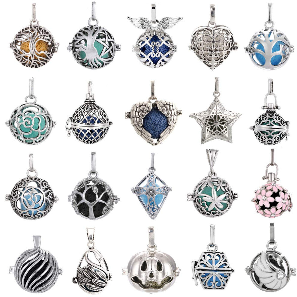 Mixed Filigree Cage Locket Pendants Set  Essential Oil Diffuser DIY Necklace Bracelet Jewelry Making Craft  Bulk Beads Aromatherapy Diffuse Charms Gif