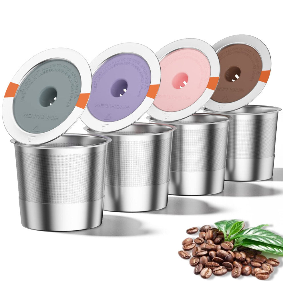 Reusable K Cups Coffee Filter  Stainless Steel K Cup Reusable Coffee Pods Filters for Keurig 1.0 & 2.0 Coffee Makers (4 pack)